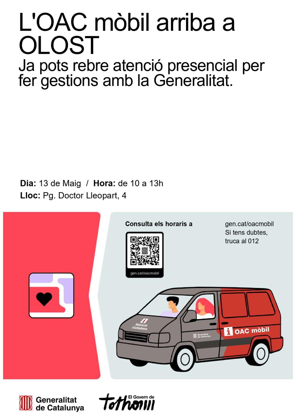 L'OAC mòbil de la Generalitat visitarà Olost